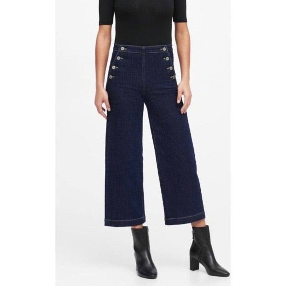 Banana Republic Cropped Flare Jeans with Button Front